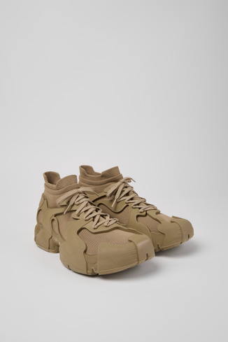 Front view of Tossu Beige Caged Sneakers