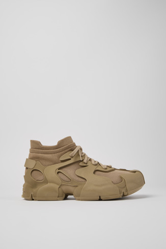 Side view of Tossu Beige Caged Sneakers