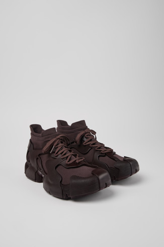 Front view of Tossu Burgundy Caged Sneakers
