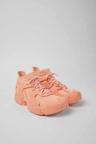 Front view of Tossu Pink Caged Sneakers
