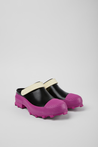 Front view of Traktori Multicolored leather clogs