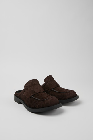 Front view of MIL 1978 Brown Nubuck Slide Loafers