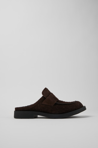 Side view of MIL 1978 Brown Nubuck Slide Loafers