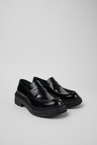 Front view of Vamonos Black Leather Loafers