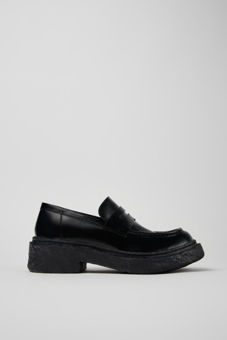 Side view of Vamonos Black Leather Loafers