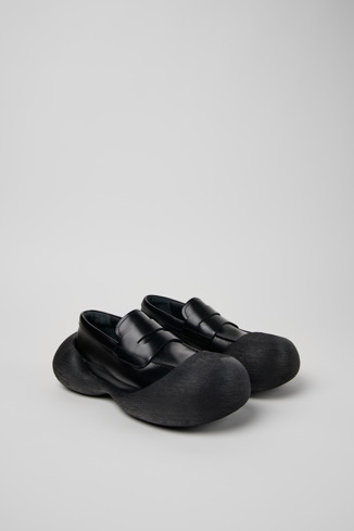 Front view of Caramba Black Leather Loafers