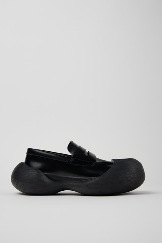Side view of Caramba Black Leather Loafers