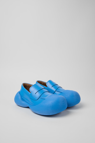 Front view of Caramba Blue Leather Loafers