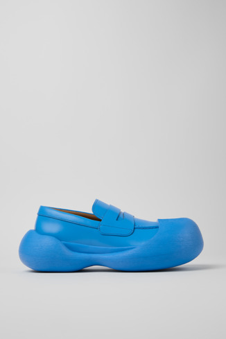 Side view of Caramba Blue Leather Loafers