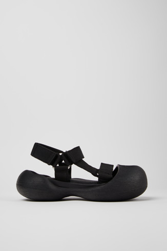 Side view of Caramba Black Recycled PET Sandals