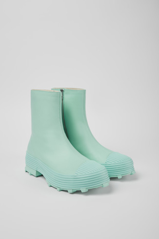 Front view of Traktori Light green leather boots