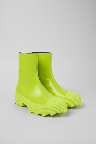 Front view of Traktori Green Leather Zip Boot