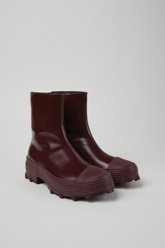 Front view of Traktori Burgundy Leather Boots