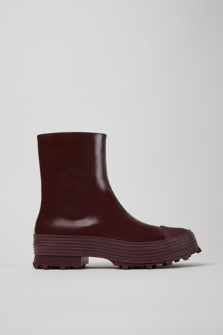 Side view of Traktori Burgundy Leather Boots