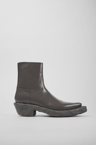 Side view of Venga Gray leather boots
