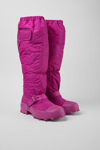 Front view of Traktori Purple padded high boots