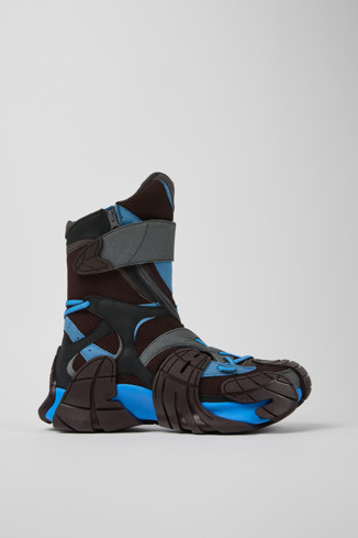 Side view of Tormenta Blue and Gray Textile Boots