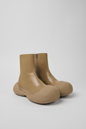 Front view of Caramba Beige Leather Boots