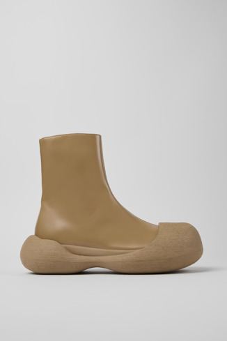 Side view of Caramba Beige Leather Boots