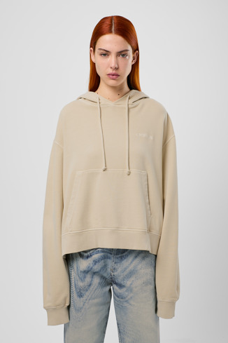 Hoodie Sudadera con capucha de algodón beige