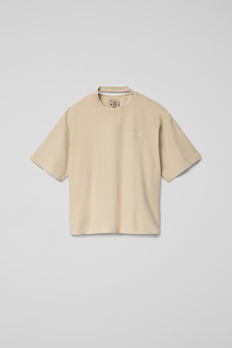 Side view of T-Shirt Beige Cotton T-shirt