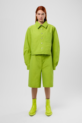 Tech Shorts Green Cotton/Nylon Shorts