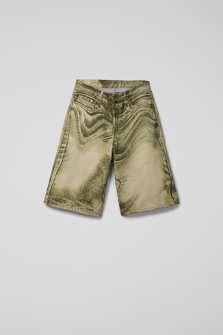 Side view of Denim Shorts Black-Green Denim Shorts