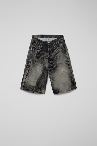 Side view of Denim Shorts Black-Grey Denim Shorts