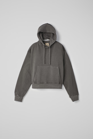 Side view of Hoodie Faded Black Mineral Dye Boxy Hoodie