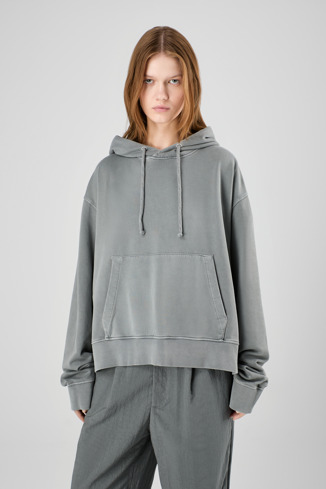 Hoodie Gray Mineral Dye Boxy Hoodie