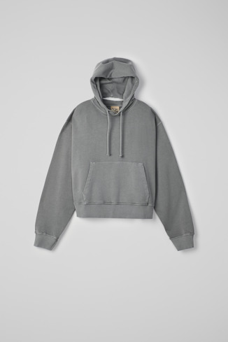 Side view of Hoodie Gray Mineral Dye Boxy Hoodie