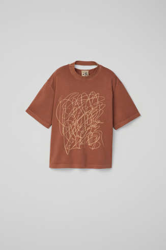 Side view of T-Shirt Terracotta Mineral Dye Boxy T-Shirt