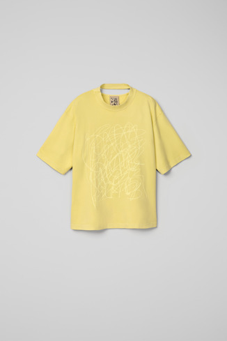 Side view of T-Shirt Yellow Mineral Dye Boxy T-Shirt