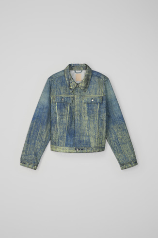 Denim Jeansjacke mit Farbaufdruck in Sandblau