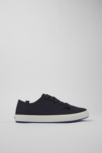 Side view of Andratx Blue Textile Sneaker for Men