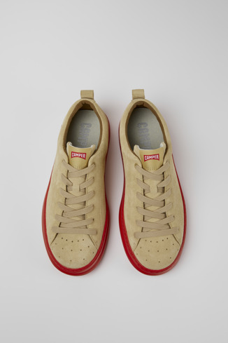 Overhead view of Runner Beige nubuck sneakers for men