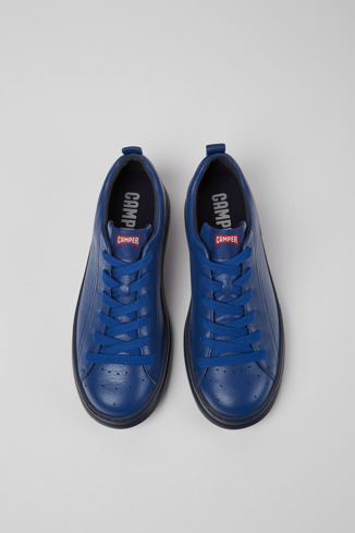 Alternative image of K100226-100 - Runner - Niebieskie skórzane sneakersy męskie