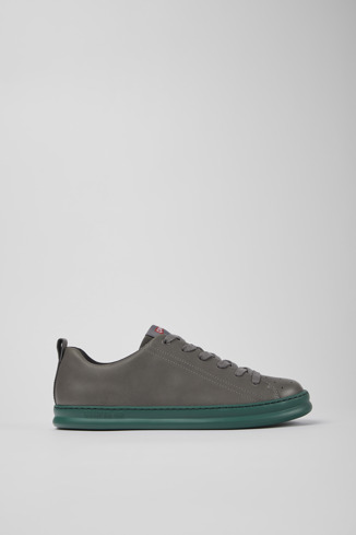 Side view of Runner Gray leather sneakers for men