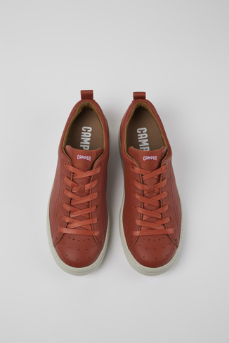 Overhead view of Runner Red leather sneakers for men