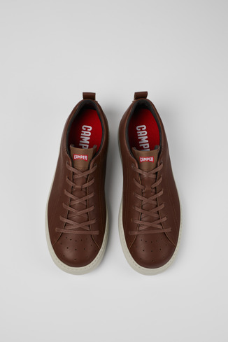 Overhead view of Runner Brown Leather Sneaker for Men
