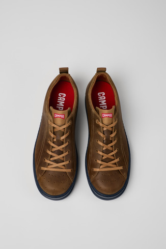 Overhead view of Runner Brown nubuck sneakers for men