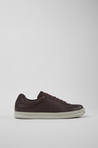 Side view of Runner Burgundy leather sneakers for men