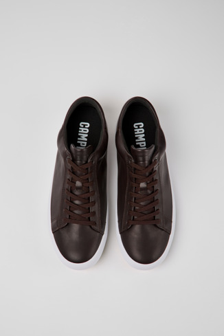Overhead view of Andratx Dark brown leather sneakers for men