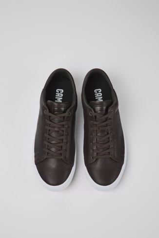 Overhead view of Andratx Brown leather sneakers for men