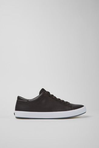 Side view of Andratx Brown leather sneakers for men