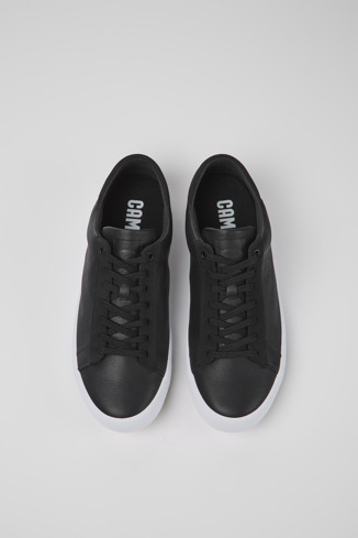 Overhead view of Andratx Black leather and nubuck sneakers for men