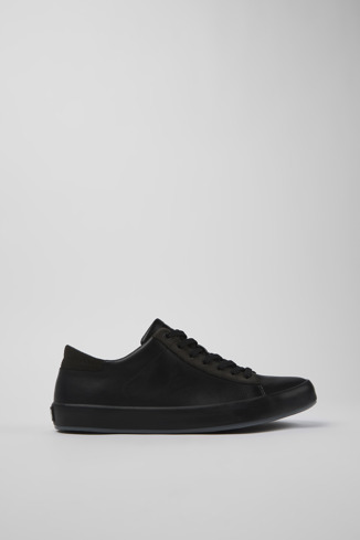 Side view of Andratx Black Leather/Nubuck Sneaker for Men