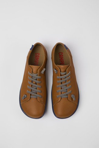 Overhead view of Peu Brown leather shoes for men