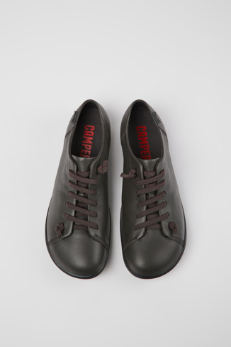 Overhead view of Peu Gray leather shoes for men