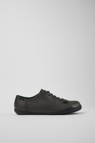 Side view of Peu Gray leather shoes for men